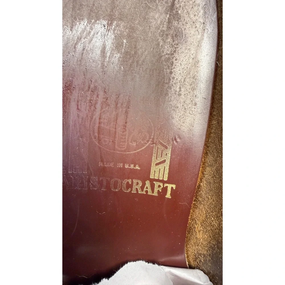 Aristocraft Mens Burgundy Leather Penny Loafers Made USA Slip On Moc Toe Vintage